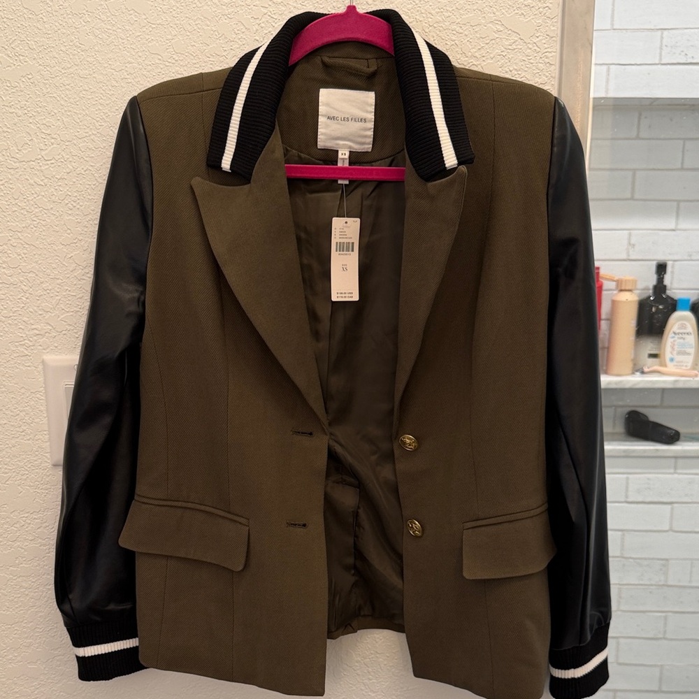 Anthropologie Olive and Black Blazer with Gold Buttons NWT
